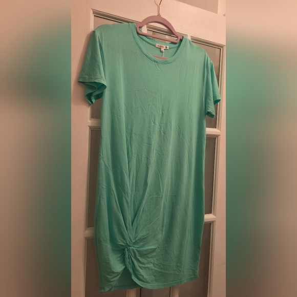 Sundry By Anthropologie Turquoise Short Sleeve Crew Neck Tee Shirt Mini Sundress - Picture 8 of 10